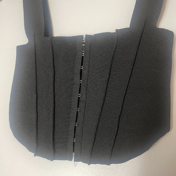 Zara Black Knit Corset Bustier Top Size Small Summer Party Contemporary - Picture 7 of 11
